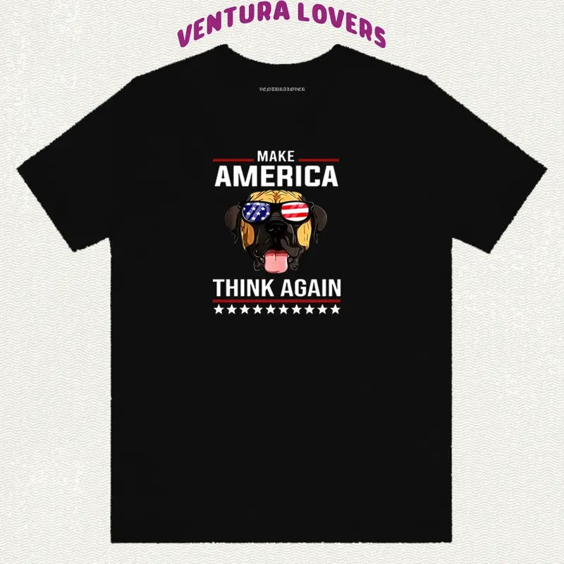 Make America Think Again Short-Sleeved-Unisex T-Shirt, Gifts Hoodie, Sweatshirt | RetroVerseTees.com