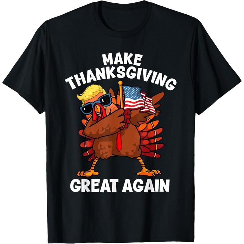 Make Thanksgiving Great Again Dabbing Turkey Trump American T-Shirt made in usa Hoodie, Sweatshirt | RetroVerseTees.com