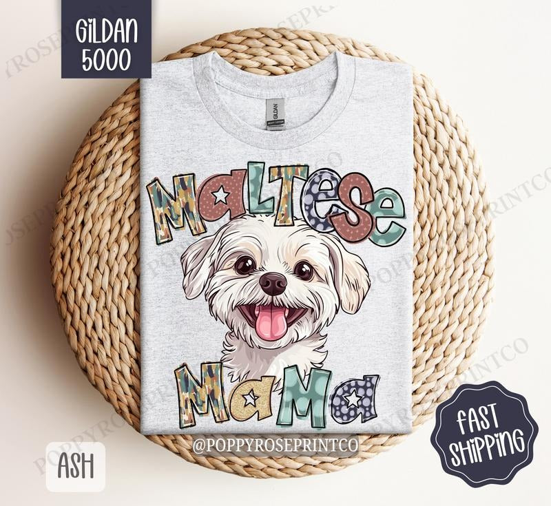 Maltese Mama Shirt Gildan, Dog Mom Women's Tee, Cute Mama Women's Tshirt Plus Sizes Hoodie, Sweatshirt | RetroVerseTees.com