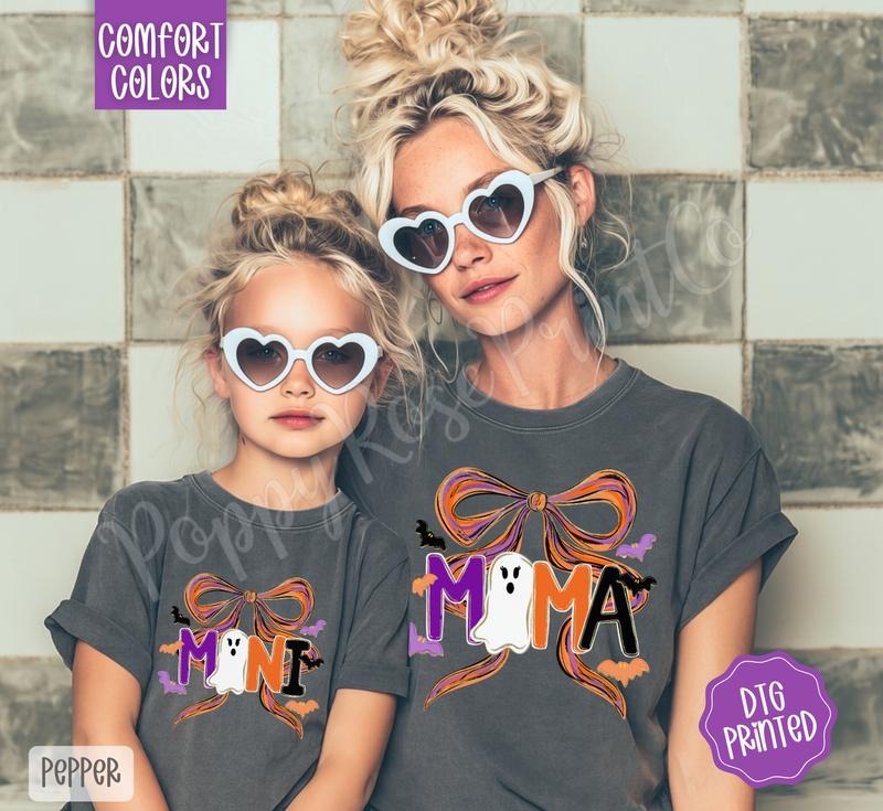 Mama & Mini Halloween Comfort Colors, Trendy Women's Fall Tshirt Hoodie, Sweatshirt | RetroVerseTees.com