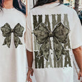 Mama Camo Coquette Bow Shirt, Old School Camo Shirt, Girls Camo Bow Shirt Shirt, Retro Hunting Sublimation, Coquette Bow...