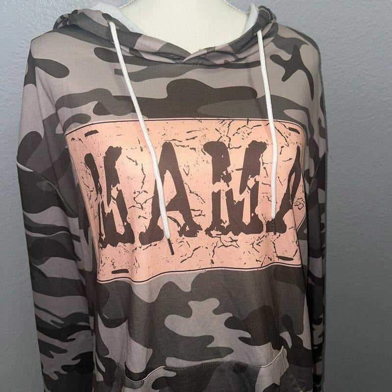 Mama Camo lightweight Hoodie, Comfortable Womenswear, Breathable Casual, T-Shirts, Sweatshirt | RetroVerseTees.com
