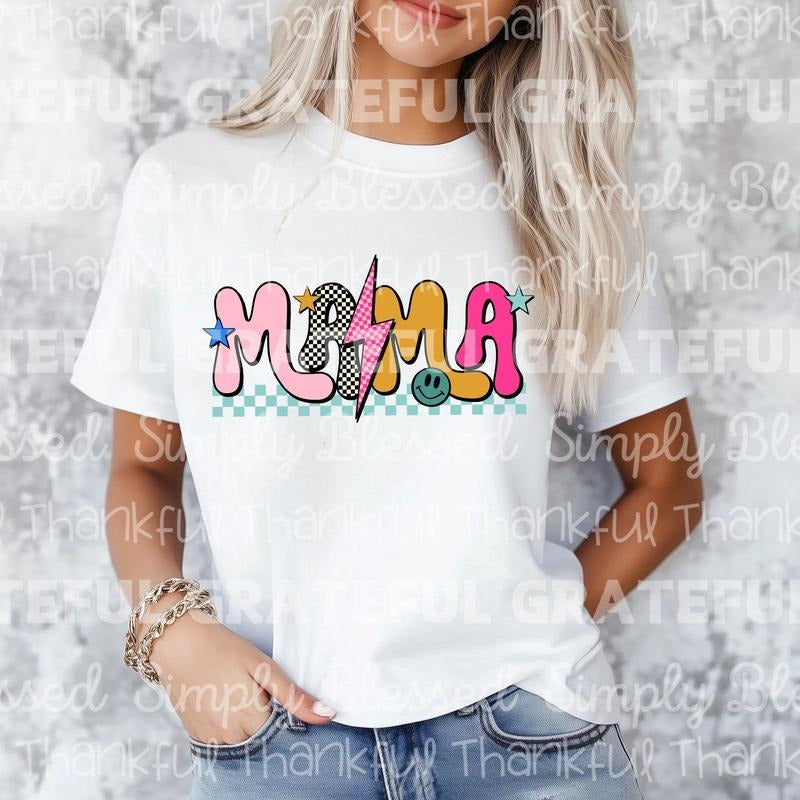 Mama Checkered Bolt DTF Transfers - THIS IS NOT A SHIRT Hoodie, Sweatshirt | RetroVerseTees.com