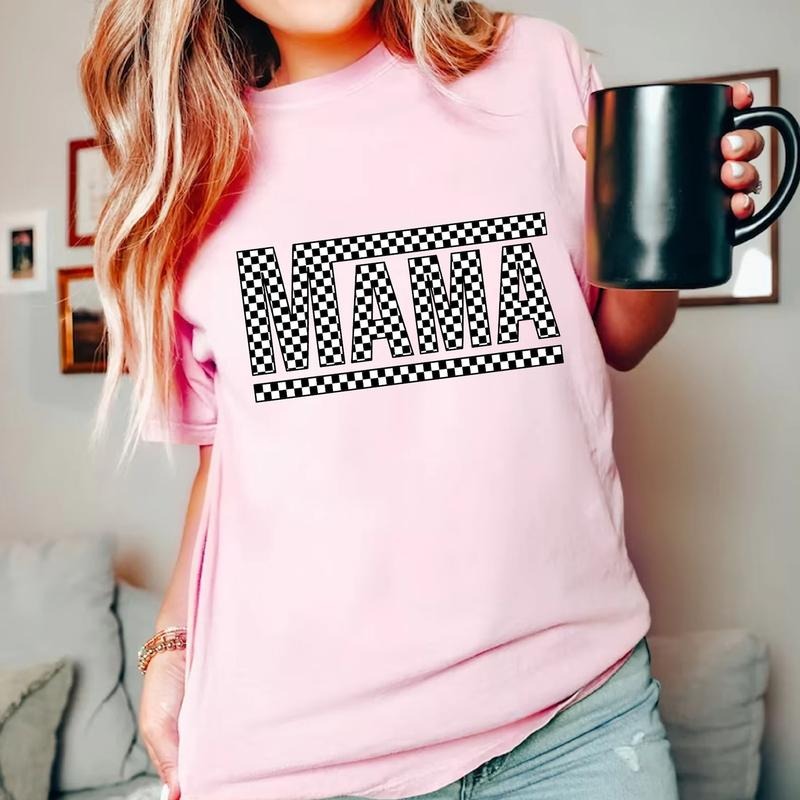 Mama Checkered Tee Casual Graphic T Shirt Hoodie, Sweatshirt | RetroVerseTees.com
