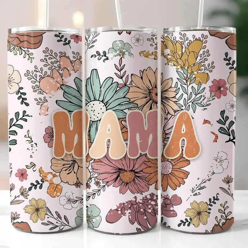 Mama Colorful Flower Tumbler - Drinking Tumbler T-Shirts, Hoodie, Sweatshirt | RetroVerseTees.com