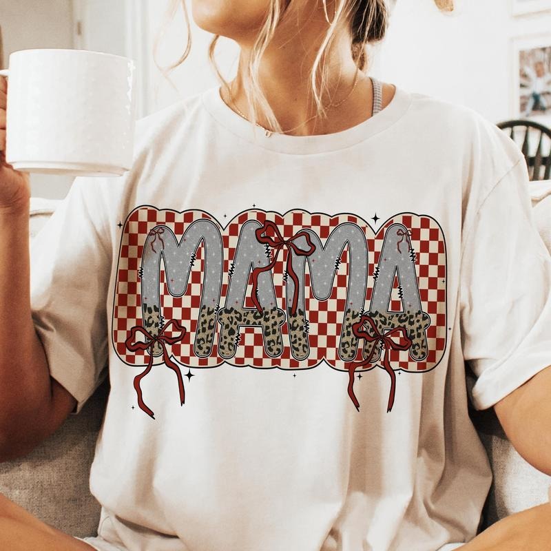 Mama Coquette Bow Shirt, Mama Checkered Shirt, Mama Varsity Shirt, Pink Mama Shirt, Mama Shirt, Mama Bow Shirt, Mama...