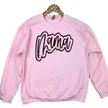 Mama Cursive Distressed Gildan Sweatshirt -- Light Pink T-Shirts, Hoodie | RetroVerseTees.com