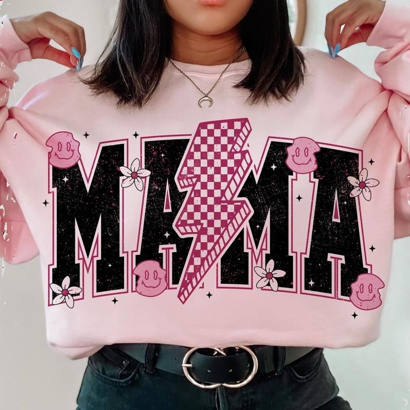 Mama Lightning Bolt Sweatshirt, Funny Mama Tee, Mom Life Gift, Retro Mama Tee, Mother's Day Gift Hoodie | RetroVerseTees.com