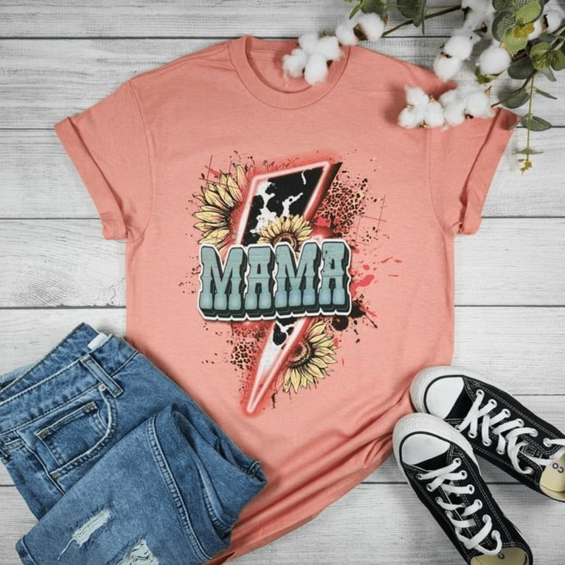 Mama Lightning Cow and Sunflower Graphic T-shirt Hoodie, Sweatshirt | RetroVerseTees.com