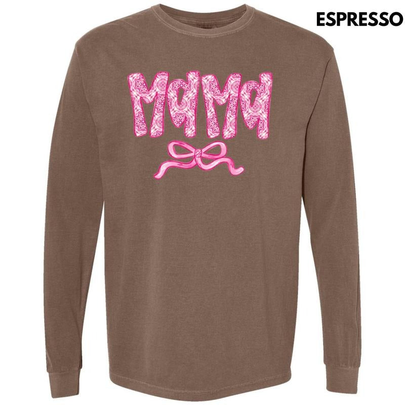 Mama Patterned Coquette Long Sleeve Comfort Colors T-Shirt Hoodie, Sweatshirt | RetroVerseTees.com