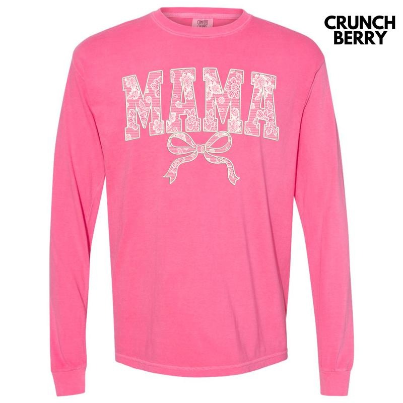 Mama White Lace Coquette Long Sleeve Comfort Colors T-Shirt 'NLB' Hoodie, Sweatshirt | RetroVerseTees.com