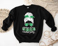 Mama of a Warrior Messy Bun Cerebral Palsy Sweatshirt, CP Warrior Hoodie, Support Gift Sweater For Mother, Green Ribbon...