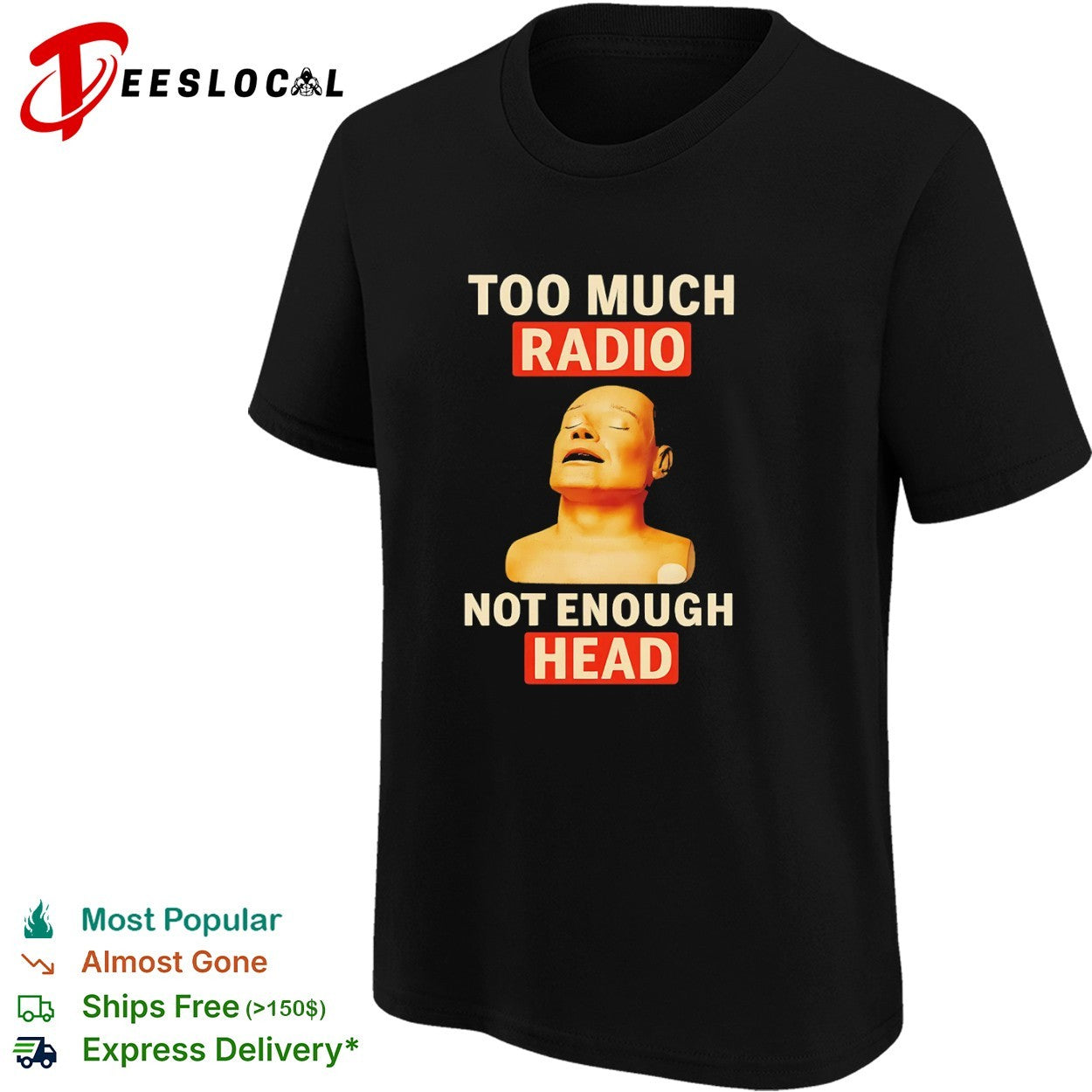 Mannequin face closed eyes too much radio not enough head shirt