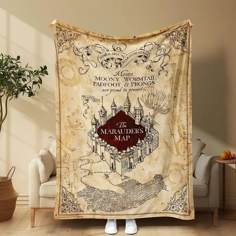 Map Pattern Blanket, 1 Count Soft Comfortable Throw Blanket, Cool Bedroom Bedding Blankets, Warm Napping Blanket for Home...