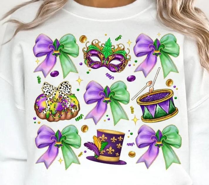 Mardi Gras Coquette DTF Transfers - THIS IS NOT A SHIRT Hoodie, Sweatshirt | RetroVerseTees.com