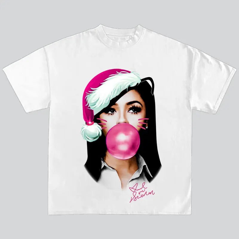 Mariah The Scient Pink Kitty Bubble Gum Graphic T-Shirt Mariah Santa Merry Christmas Hoodie, Sweatshirt | RetroVerseTees.com