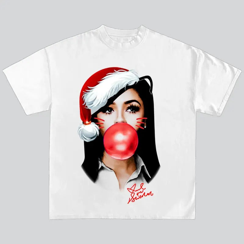 Mariah The Scient Red Kitty Bubble Gum Graphic T-Shirt Mariah Santa Merry Christmas Hoodie, Sweatshirt | RetroVerseTees.com