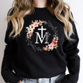 Marian Catholic Sweatshirt, Assumption of Mary Hoodie, Christian Sweater For Woman, Floral M And Faith Cross Gift...
