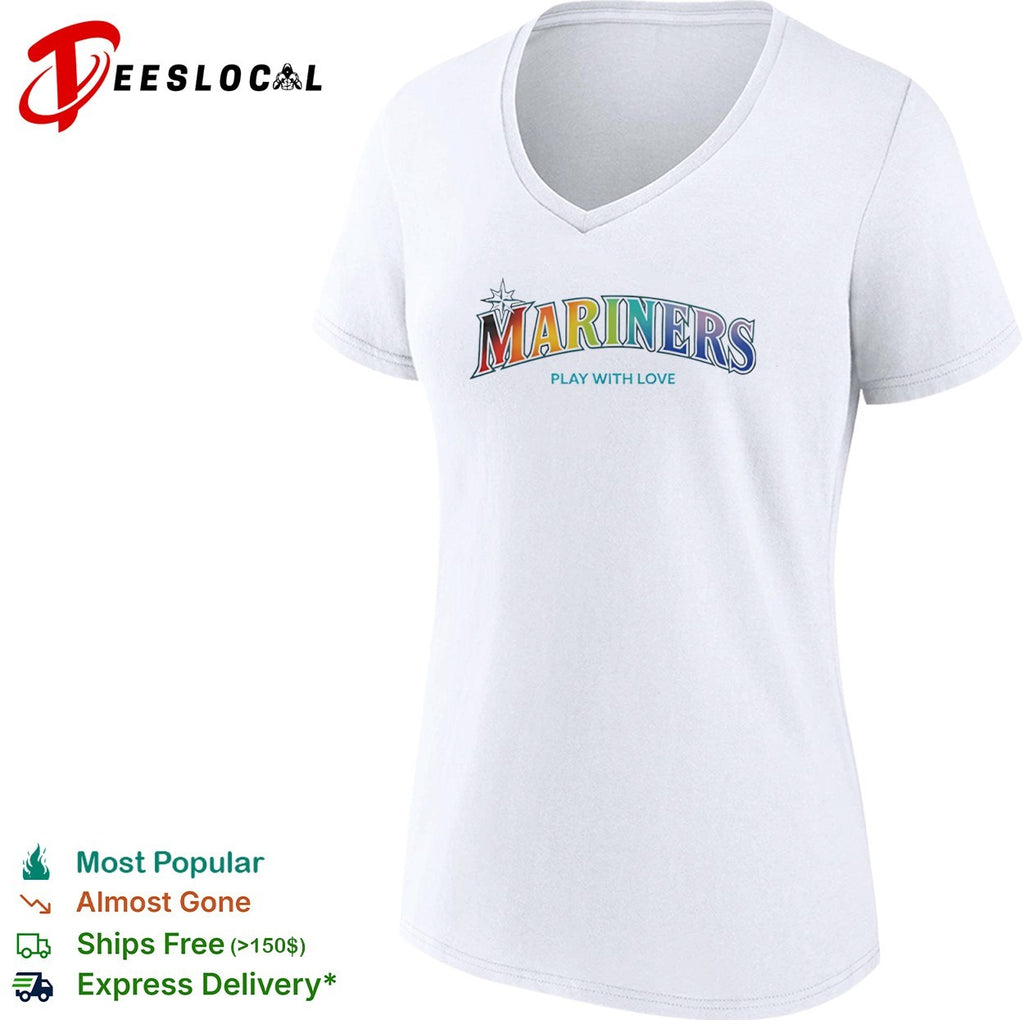 Mariners Play with Love Seattle Mariners MLB Baseball Rainbow Shirt