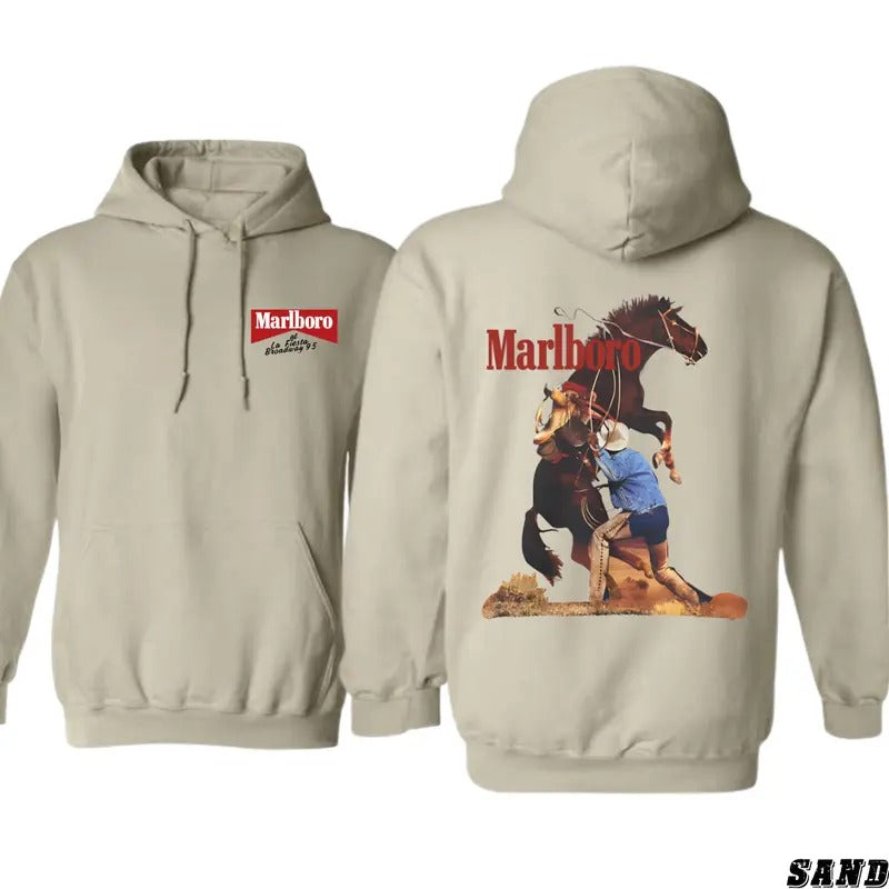Marlboro Cowboy Hoodie - Iconic Western Graphic Sweater for Ranchers Gunpla brand Rodeo Fans - tiktok shop, Sweatshirts,...