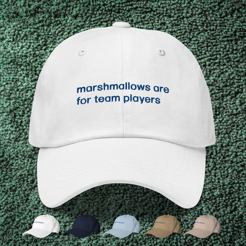 Marshmallows Are For Team Players Dad Cap | Severance-Inspired Embroidered Hat | Severance Quote Hat | Severance Gifts |...