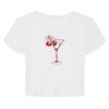 Martini Vintage Graphic Cropped T-Shirt Coquette 90s Style Clothing Y2K Casual Womenswear Hoodie, Sweatshirt