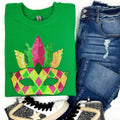 Masquerade Sequin Patch Gildan Sweatshirt -- KELLY GREEN T-Shirts, Hoodie | RetroVerseTees.com