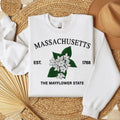 Massachusetts Mayflower Embroidered State Flower Sweatshirt, Hometown Embroidered Shirt, Favorite Flower Embroidered...