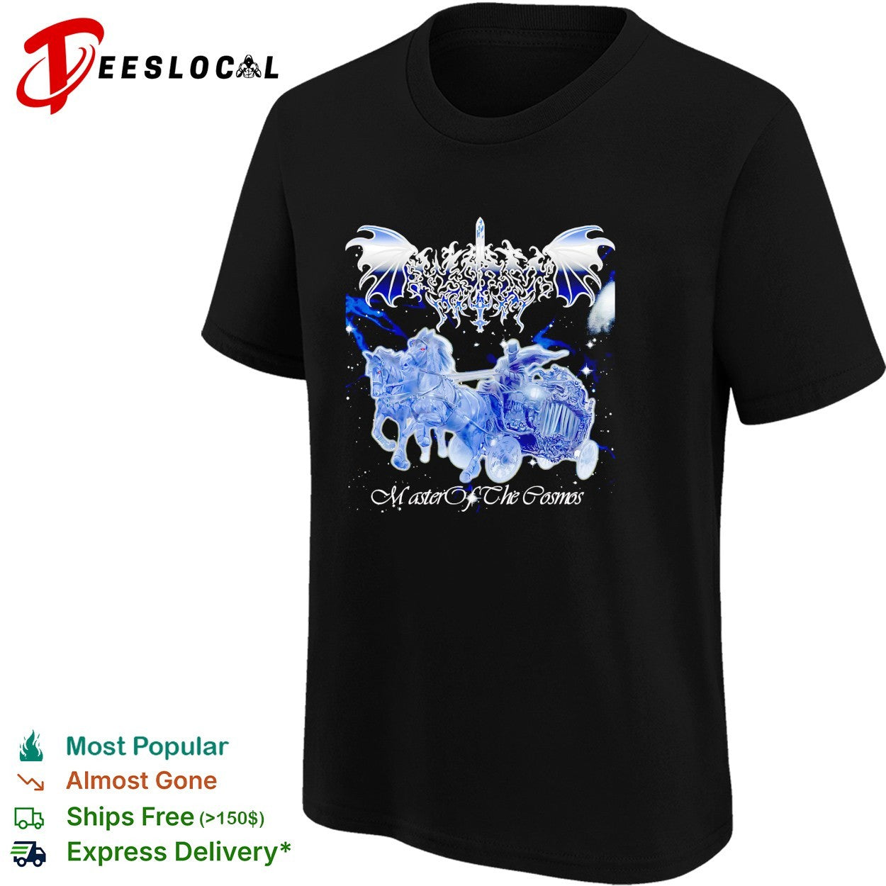 Master of the cosmos ghost chariot horse bat wings metal band shirt