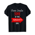 Matching Christmas Outfit For Couples She's The Naughty One T-Shirt Made in USA Hoodie, Sweatshirt | RetroVerseTees.com