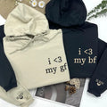 Matching Couples Embroidery I Love My GF and BF Sweatshirts, I Love My Boyfriend I Love My Girlfriend Hoodie or Tee...
