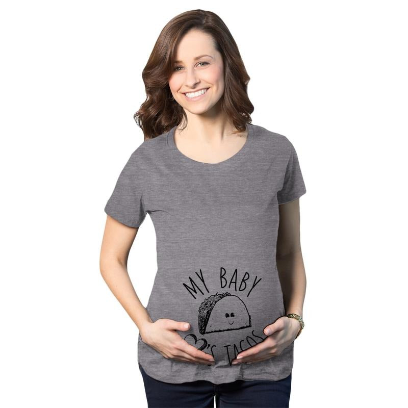 Maternity My Baby Loves Tacos Funny Lightsaber brand shirt Cute Announcement Pregnancy Bump Tee Funny Graphic Maternity...