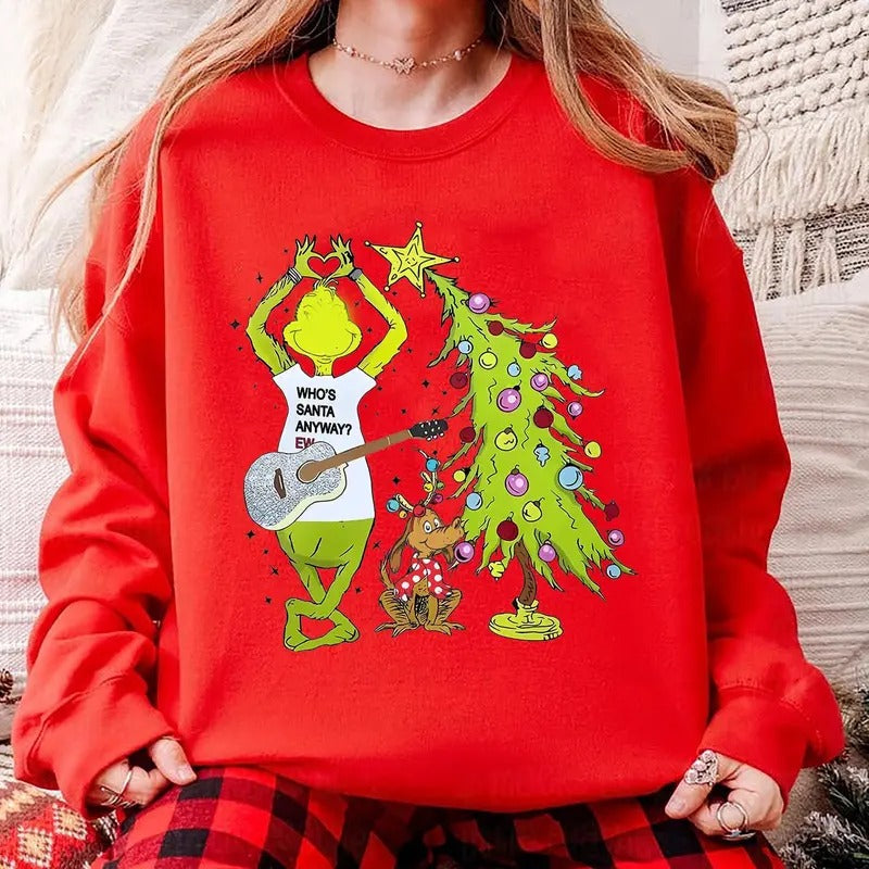 Mean Guy Who's Santa Anyway Ew Sweatshirt, Funny Christmas Sweatshirt, Unisex Retro Xmas Tees, Christmas Gift For Women...