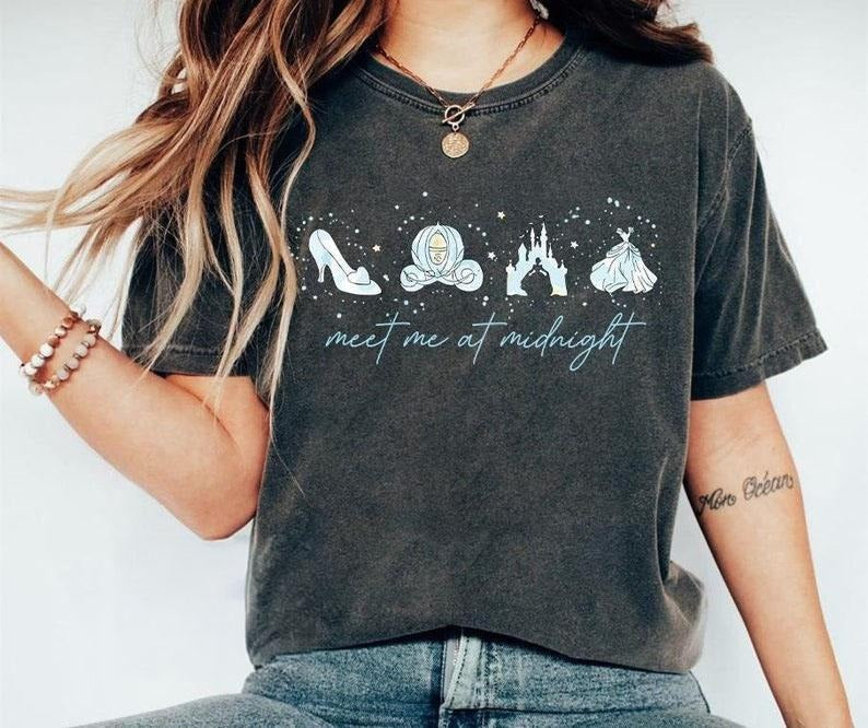 Meet Me at Midnight Shirt, Cinderella Shirt, Watercolor Cinderella Castle Tee, Magic Kingdom Girly Tee Hoodie, Sweatshirt