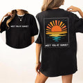 Meet You At Sunset Vintage Tee, Sunset Rays Wavy Graphic Tee Women, Sunshine Unhinged Shirts For Women, Beachy Vibes...