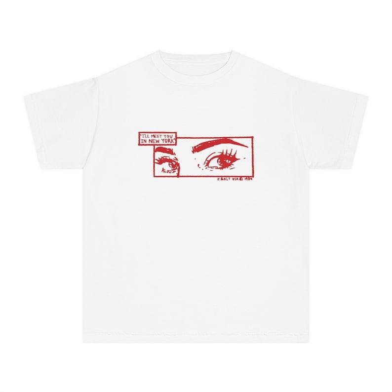 Meet You In New York Baby Tee, Babytee NYC, Red Print Vintage Graphic Top Aesthetic, 90s Y2K Shirt, Retro Grunge...
