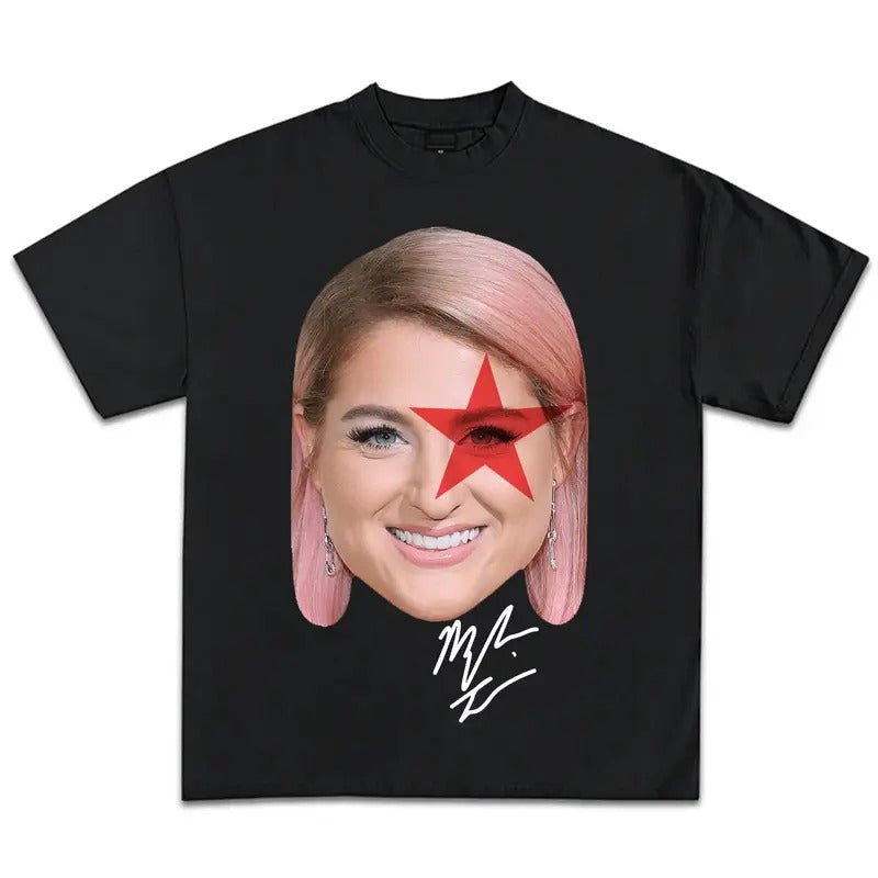 Meghan Trainor Big Head T-Shirt Concert Merch for Men Women Streetwear Hoodie, Sweatshirt | RetroVerseTees.com