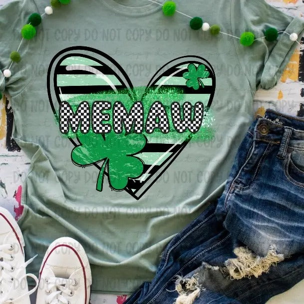 Memaw  Clover Heart DTF Transfers - THIS IS NOT A SHIRT Hoodie, Sweatshirt | RetroVerseTees.com