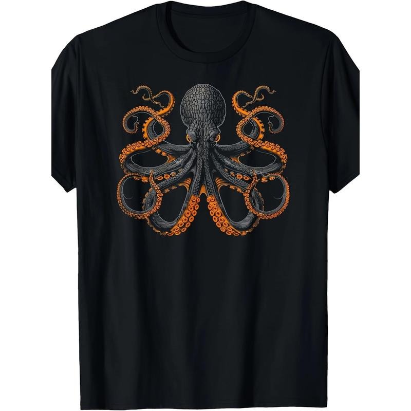 Men'S Retro-Inspired 180g Octopus Graphic T-Shirt - Unique Design Tee Made in USA Hoodie, Sweatshirt | RetroVerseTees.com