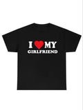 Men'WB shield "Swoosh Love My Girlfriend" Print Round Neck Tee, Regular Fit Fashion Casual Short Sleeve Graphic Tee for...