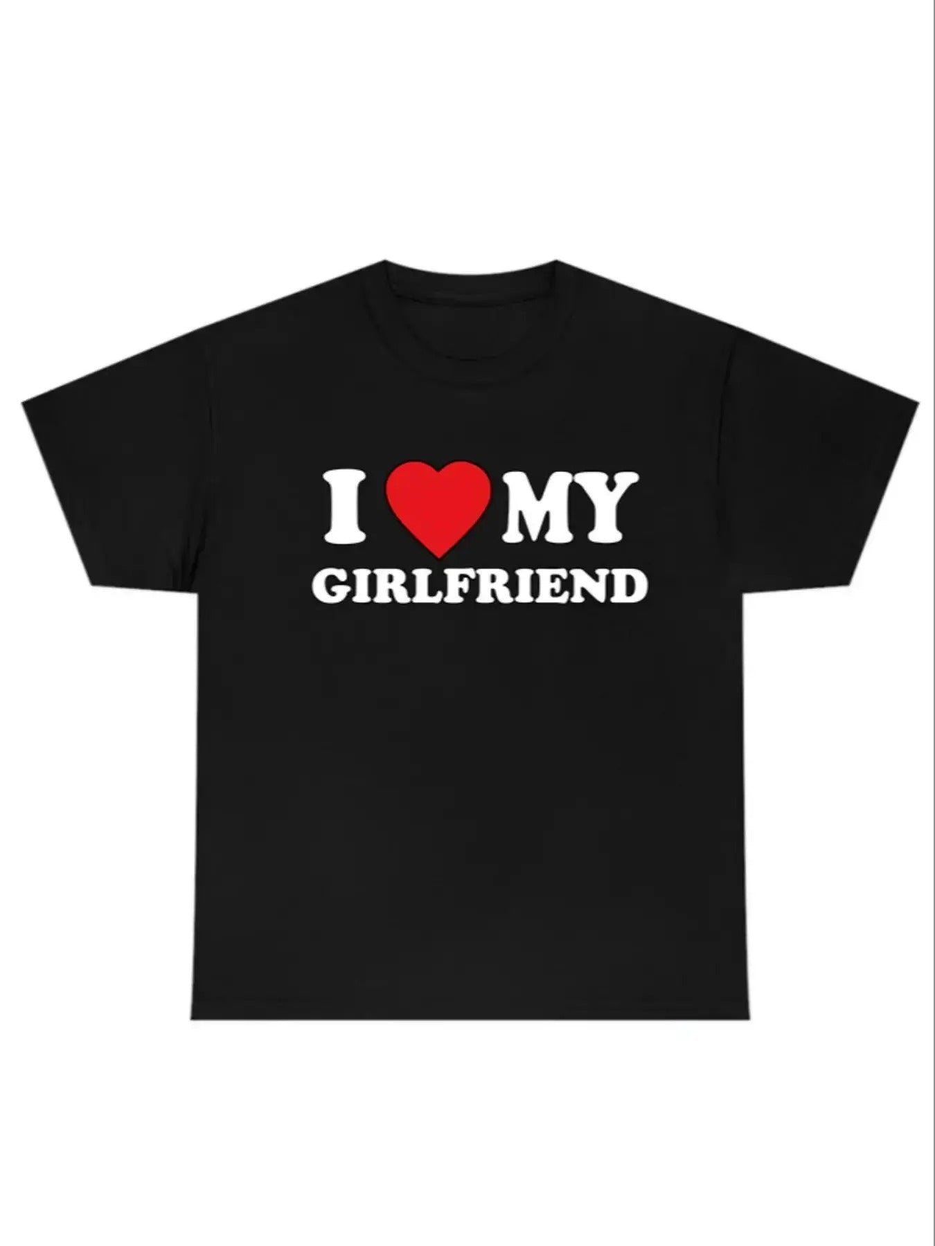 Men'WB shield "Swoosh Love My Girlfriend" Print Round Neck Tee, Regular Fit Fashion Casual Short Sleeve Graphic Tee for...