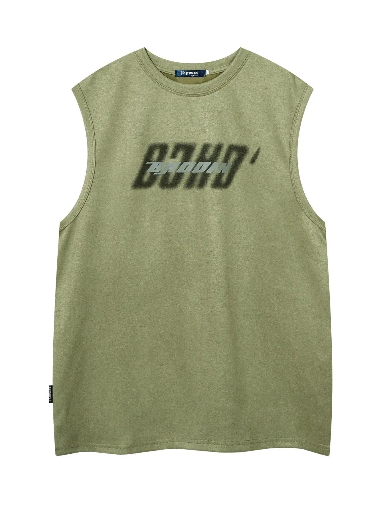 Men'WB shield American Retro Style Letter Print Tank Top, Loose Vintage Trendy Casual Comfortable Breathable Round Neck...