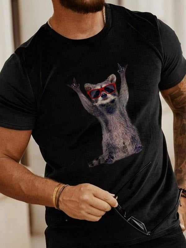 Men'WB shield Animal Print Round Neck Tee, Summer TNF, Regular Fit Casual Short Sleeve T-Shirt for Summer, Men'WB shield...