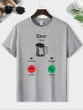 Men'WB shield Beer Print Short Sleeve Graphic Tee, Casual Loose Round Neck T-shirt for Summer, Men'WB shield Top for...