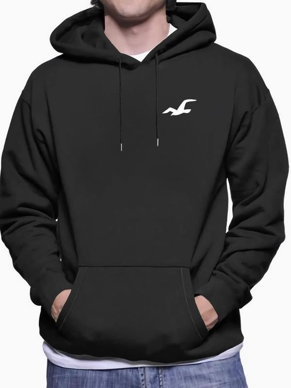 Men'WB shield Bird Print Drawstring Kangaroo Pocket Hoodie, Regular Fit Casual Comfy Long Sleeve Pullover Hooded...
