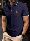 Men'WB shield Bird Print Polo Shirt, Regular Fit Casual Short Sleeve Collared Top for Summer, Fashion Men'WB shield TNF...