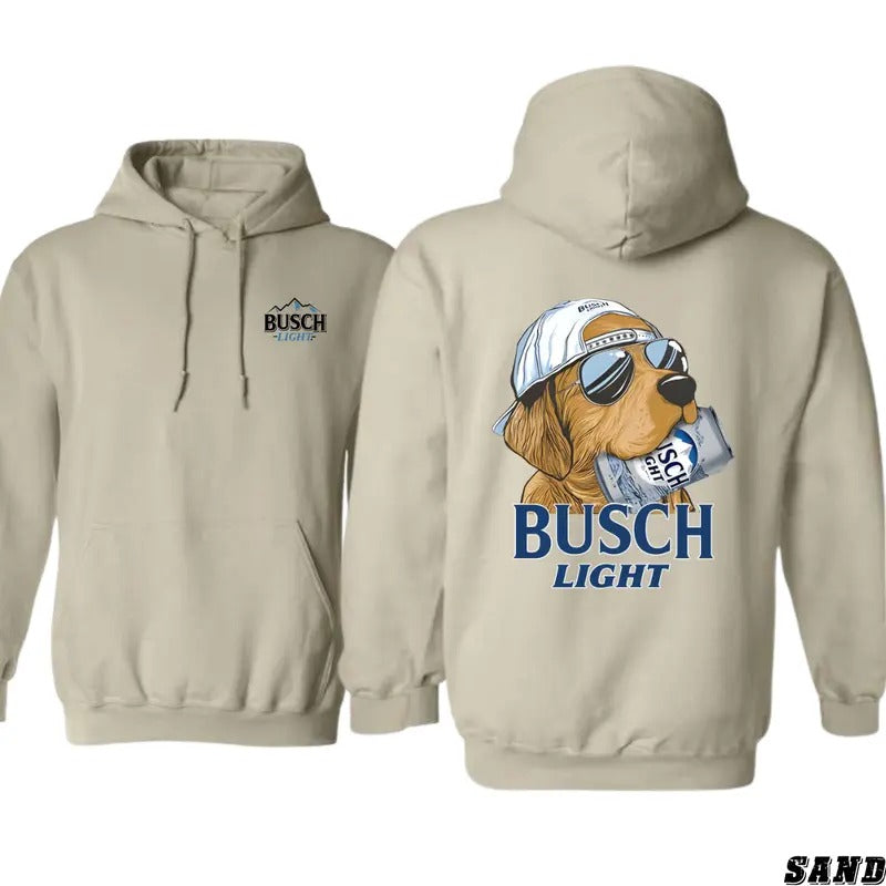 Men'WB shield Busch Light Hoodie with Cool Dog Graphic Gunpla brand Sunglasses - Perfect for Outdoor Fun - Sweaters,...