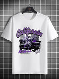 Men'WB shield Car & Letter Print Graphic Tee, Regular Fit Casual Round Neck Short Sleeve T-shirts, Tops for Men, Men'WB...