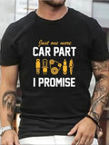 Men'WB shield Car Part & Letter Print Round Neck Tee, Regular Fit Casual Short Sleeve T-Shirt, Men'WB shield Summer Top...