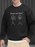 Men'WB shield Cartoon & Letter Print Drop Shoulder Sweatshirt, Regular Fit Casual FOG Comfy Long Sleeve Round Neck...